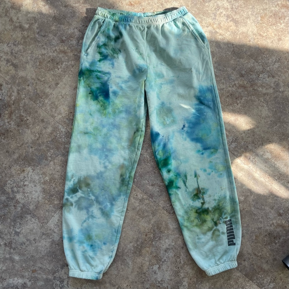 Puma Upcycled tie dye oversized sweatpants - small
